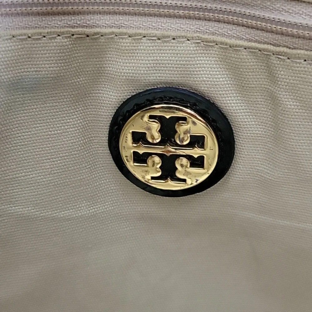 Tory Burch Ella Black Nylon Tote Bag with Logo Detail